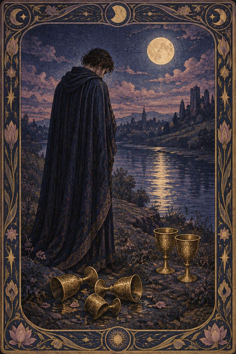 Illustration de l’arcane Cinq de Coupes