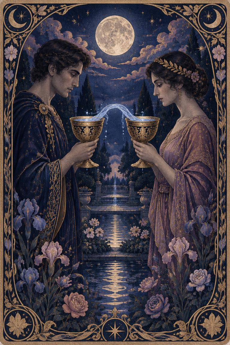 Illustration de l’arcane Deux de Coupes