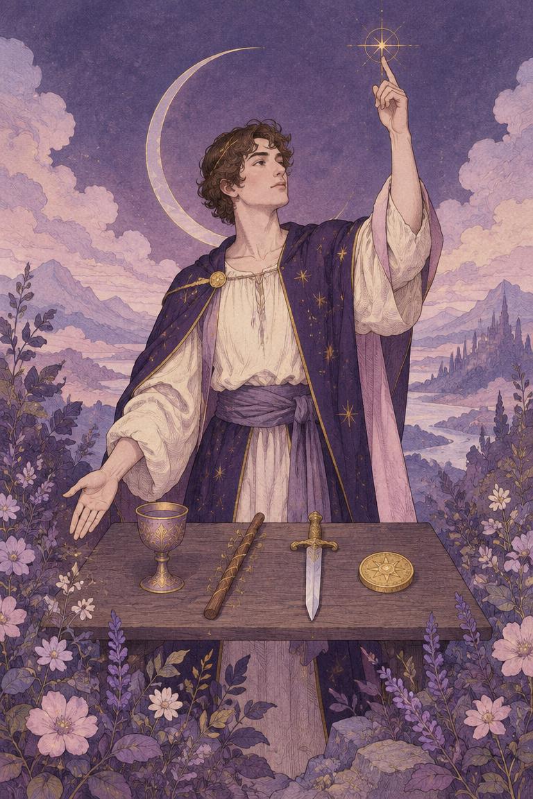 Illustration de l’arcane Le Bateleur