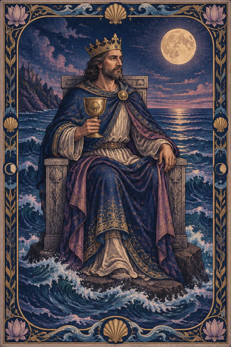 Illustration de l’arcane Roi de Coupes