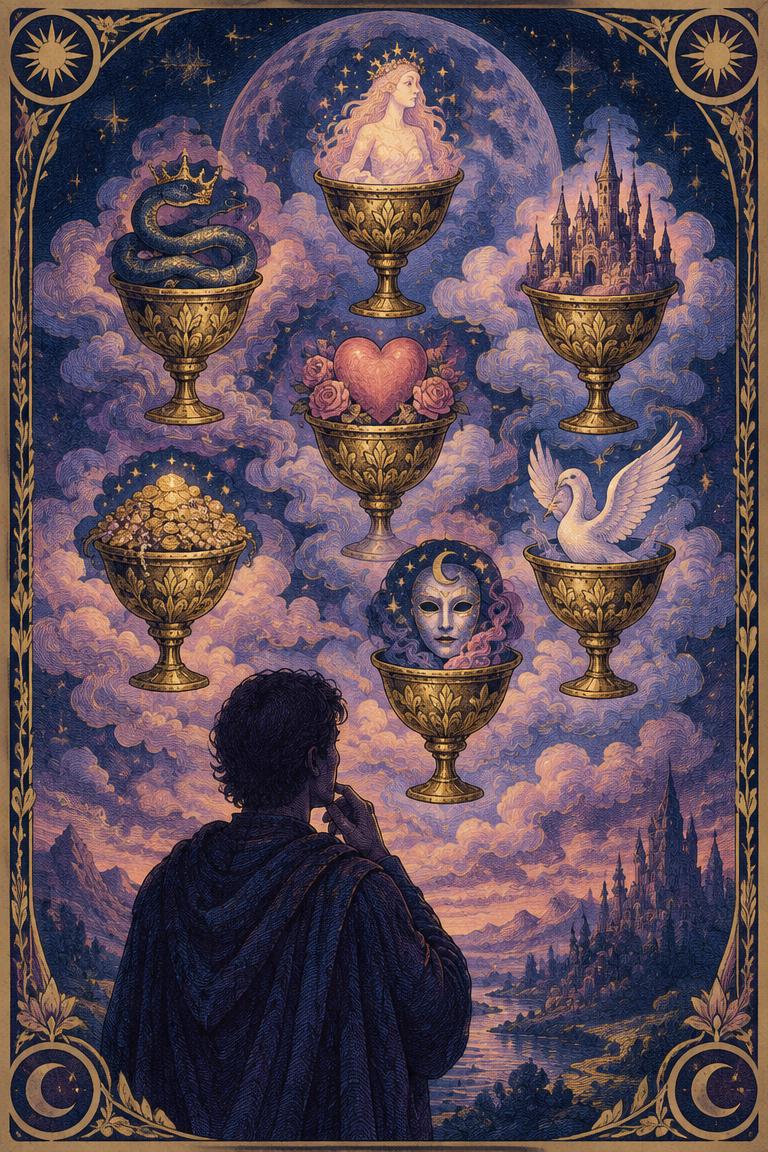 Illustration de l’arcane Sept de Coupes